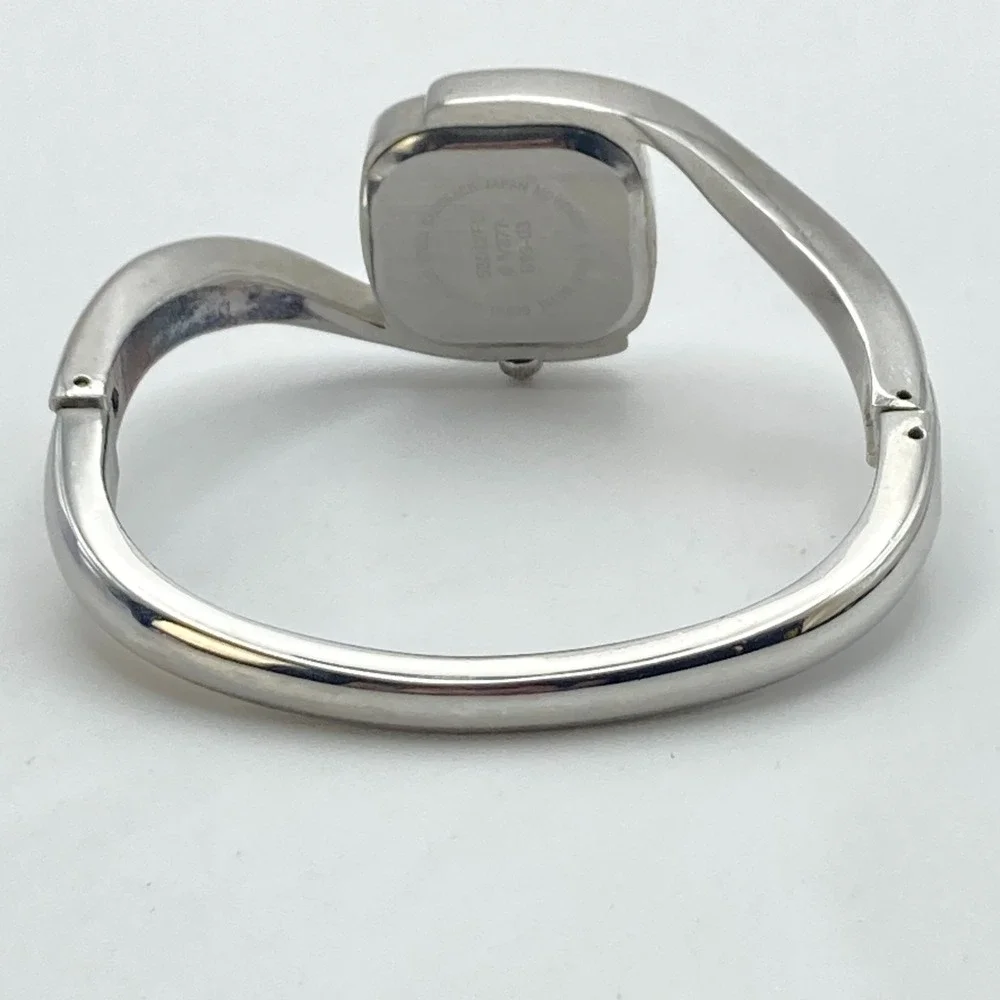 Panache Women's Watch Silver Tone Cuff Asymmetrical Blue New Battery SMALL 6